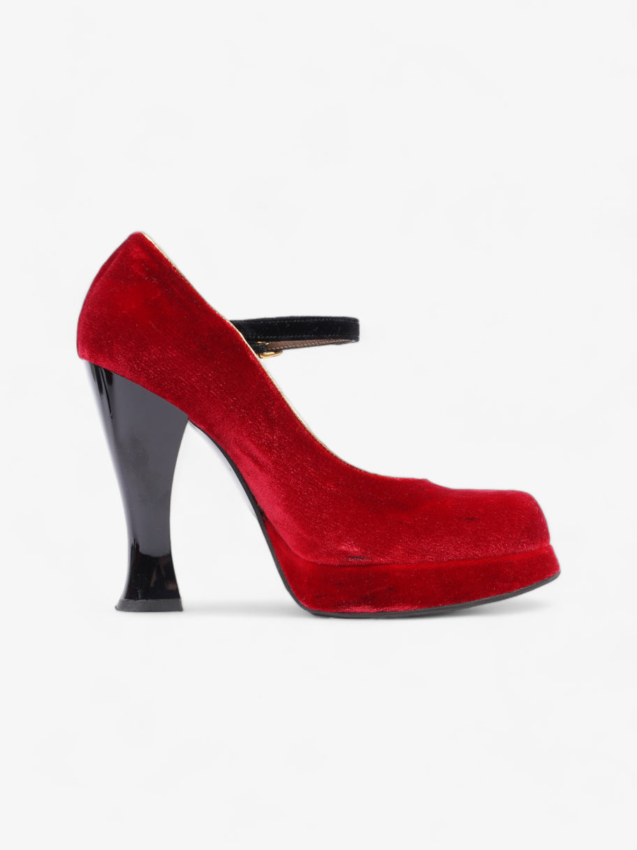 Marni Platform Strap Heel 100mm Red / Black Velvet EU 40 UK 7 Image 4