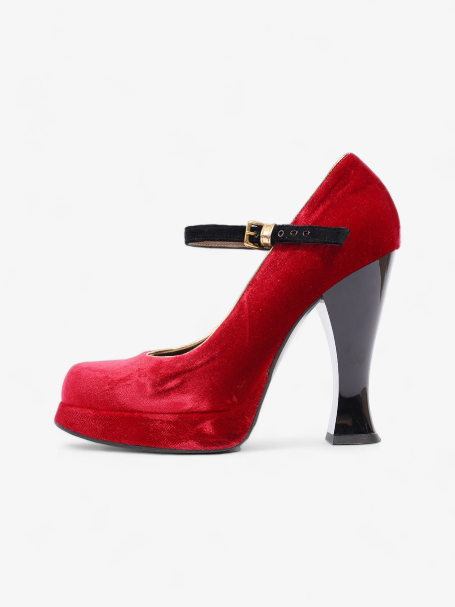 Marni Platform Strap Heel 100mm Red / Black Velvet EU 40 UK 7 Image 5