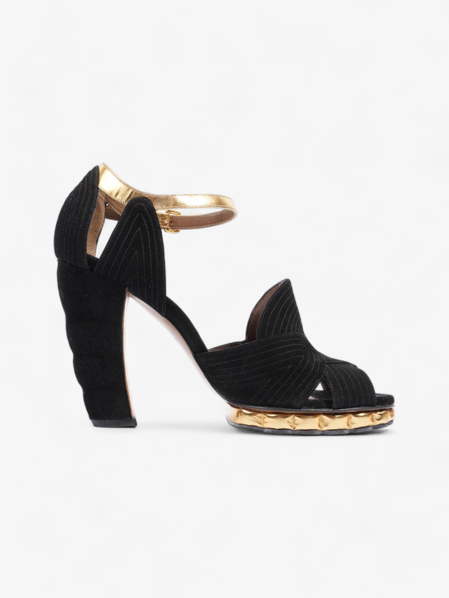 Marni Colourblock Pattern D'Orsay Heel 95mm Black / Gold Suede EU 40 UK 7 Image 4