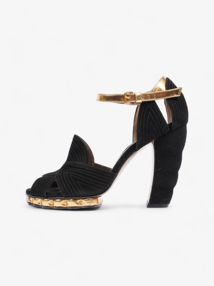 Marni Colourblock Pattern D'Orsay Heel 95mm Black / Gold Suede EU 40 UK 7 Image 5