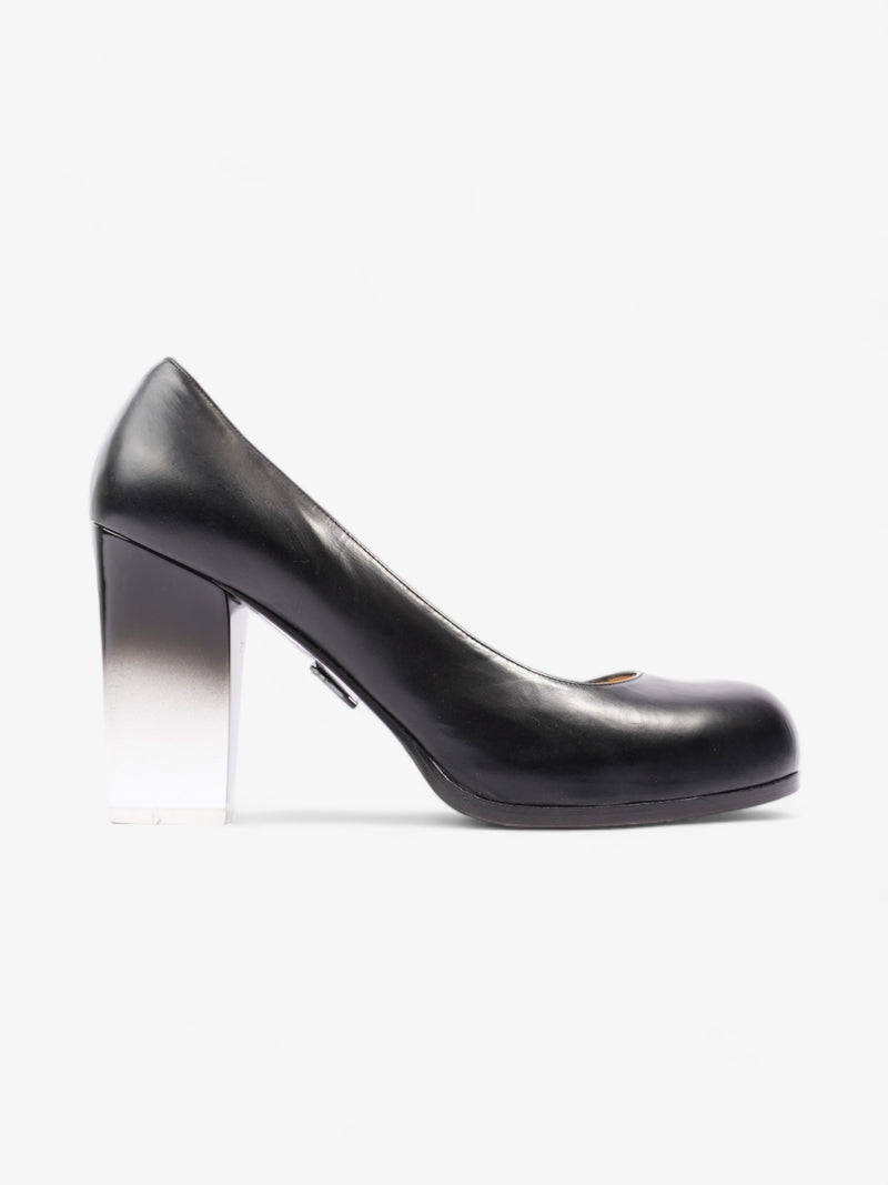  Ritch Erani Perspex Block Heel 80mm Black Leather EU 40 UK 7