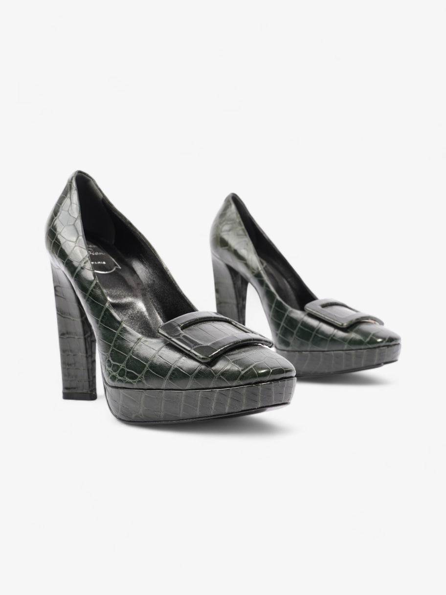 Roger Vivier Croc-Effect Heel 110mm Green Embossed Leather EU 38.5 UK 5.5 Image 2