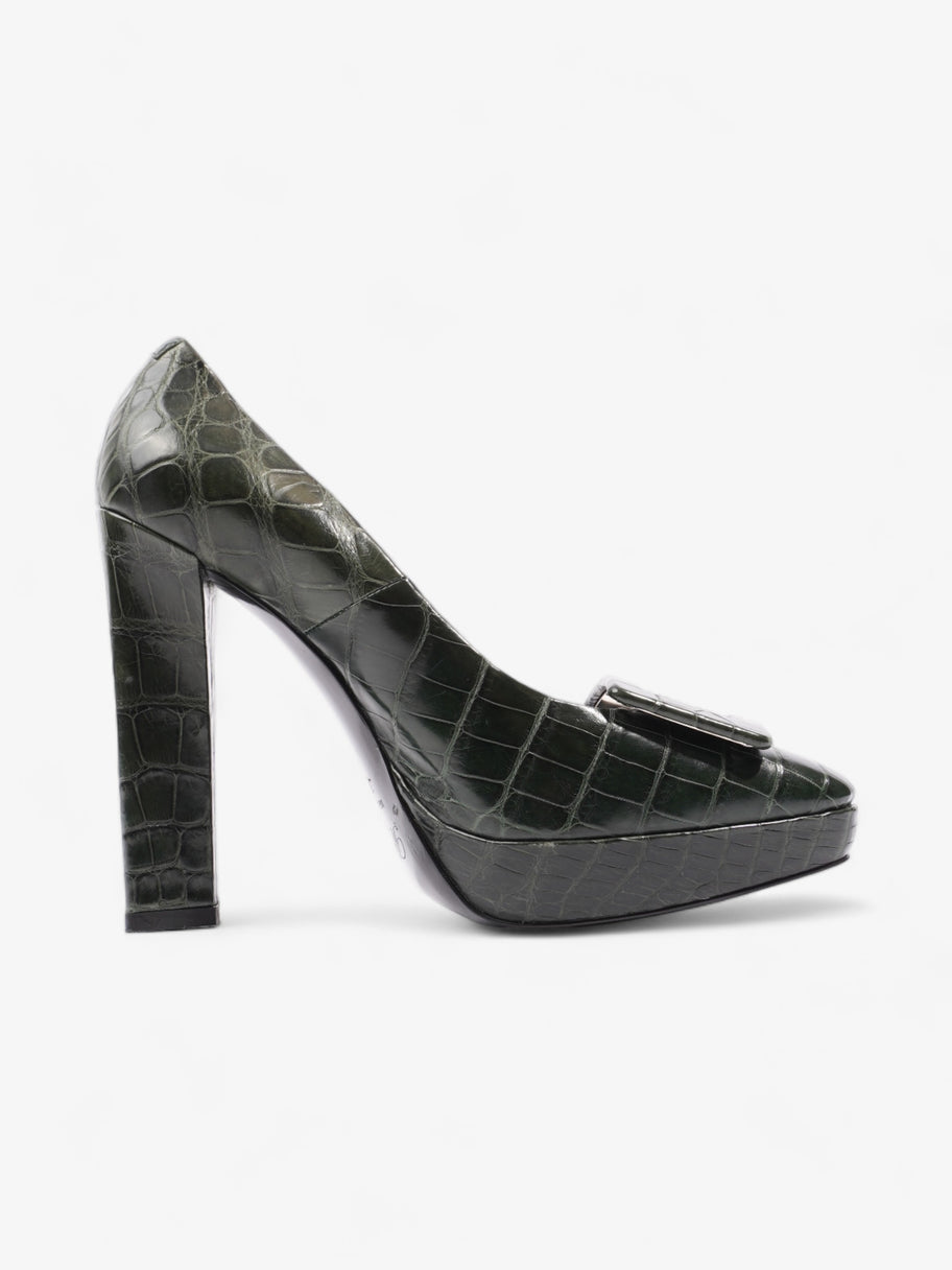 Roger Vivier Croc-Effect Heel 110mm Green Embossed Leather EU 38.5 UK 5.5 Image 4