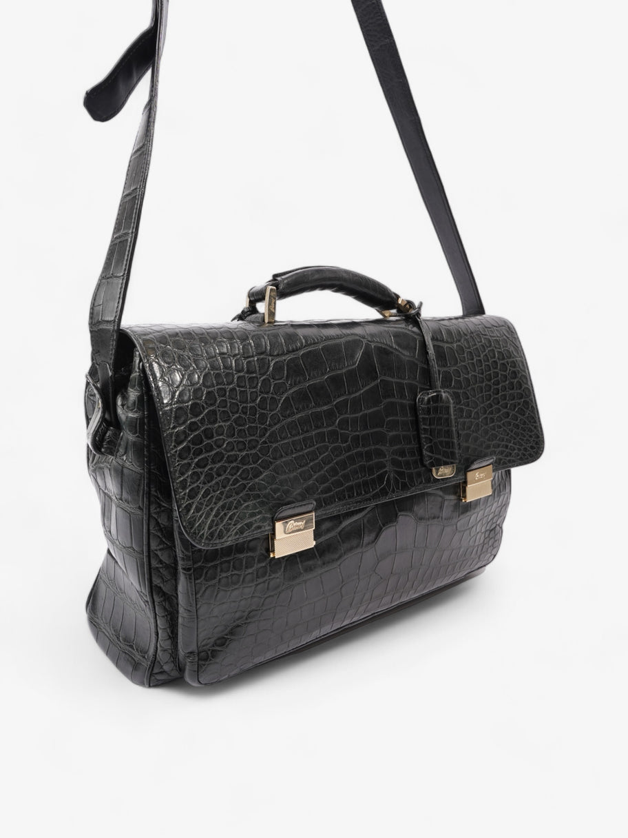 Brioni Business Bag Black Embossed Leather Image 7