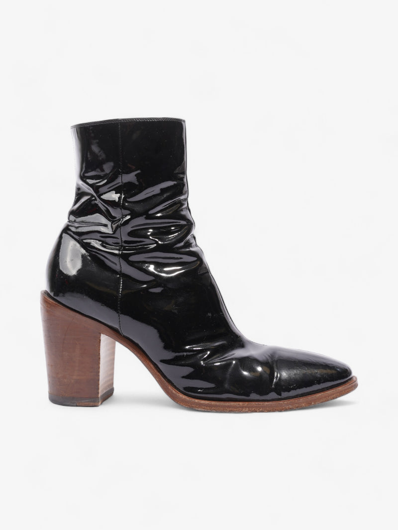  Celine Heeled Boots 80 Black Patent Leather EU 40 UK 7