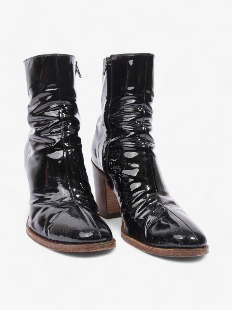 Celine Heeled Boots 80 Black Patent Leather EU 40 UK 7 Image 2