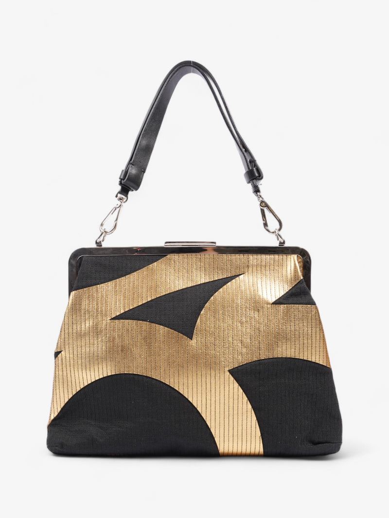  Marni Large Snap Clutch Black / Gold Cotton