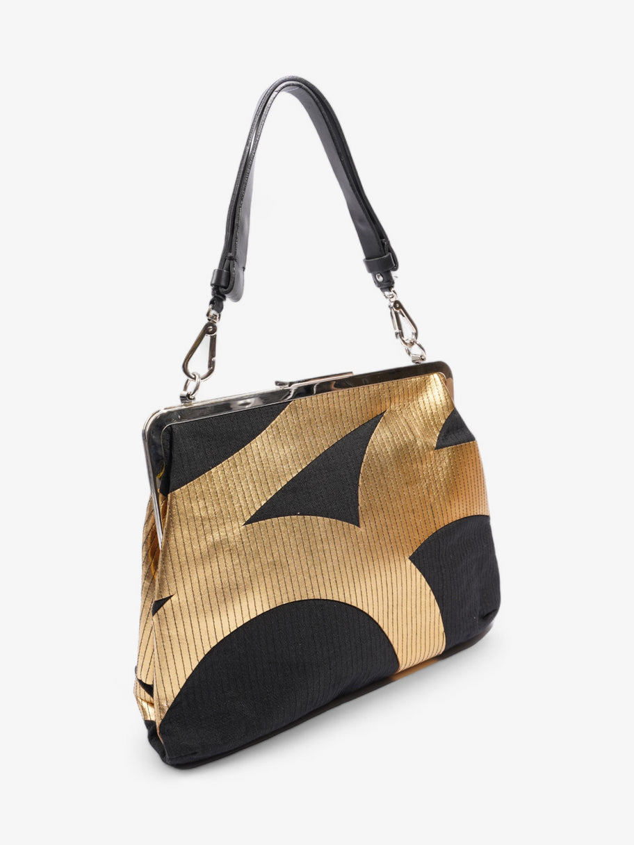 Marni Large Snap Clutch Black / Gold Cotton Image 6