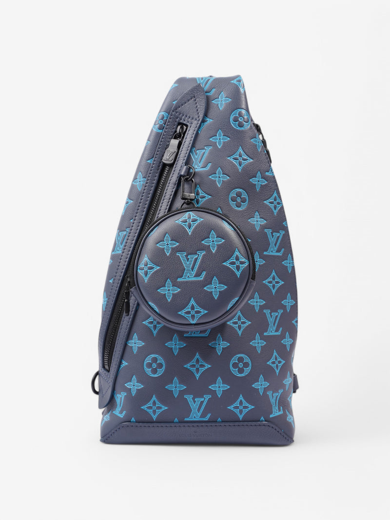  Louis Vuitton Duo Slingback Monogram Shadow / Navy / River Blue Calfskin Leather