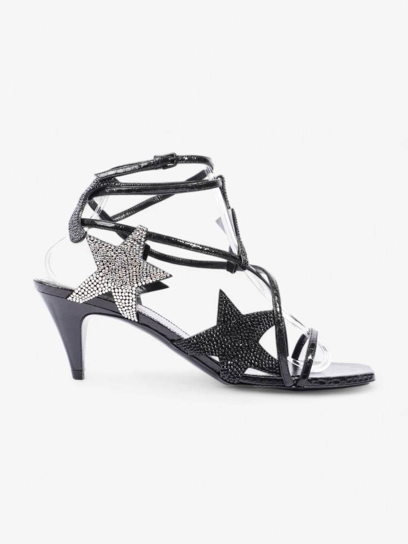  Saint Laurent Ayers Lacquer Stars Heels 60 Black / Silver Sequins  Leather EU 40 UK 7