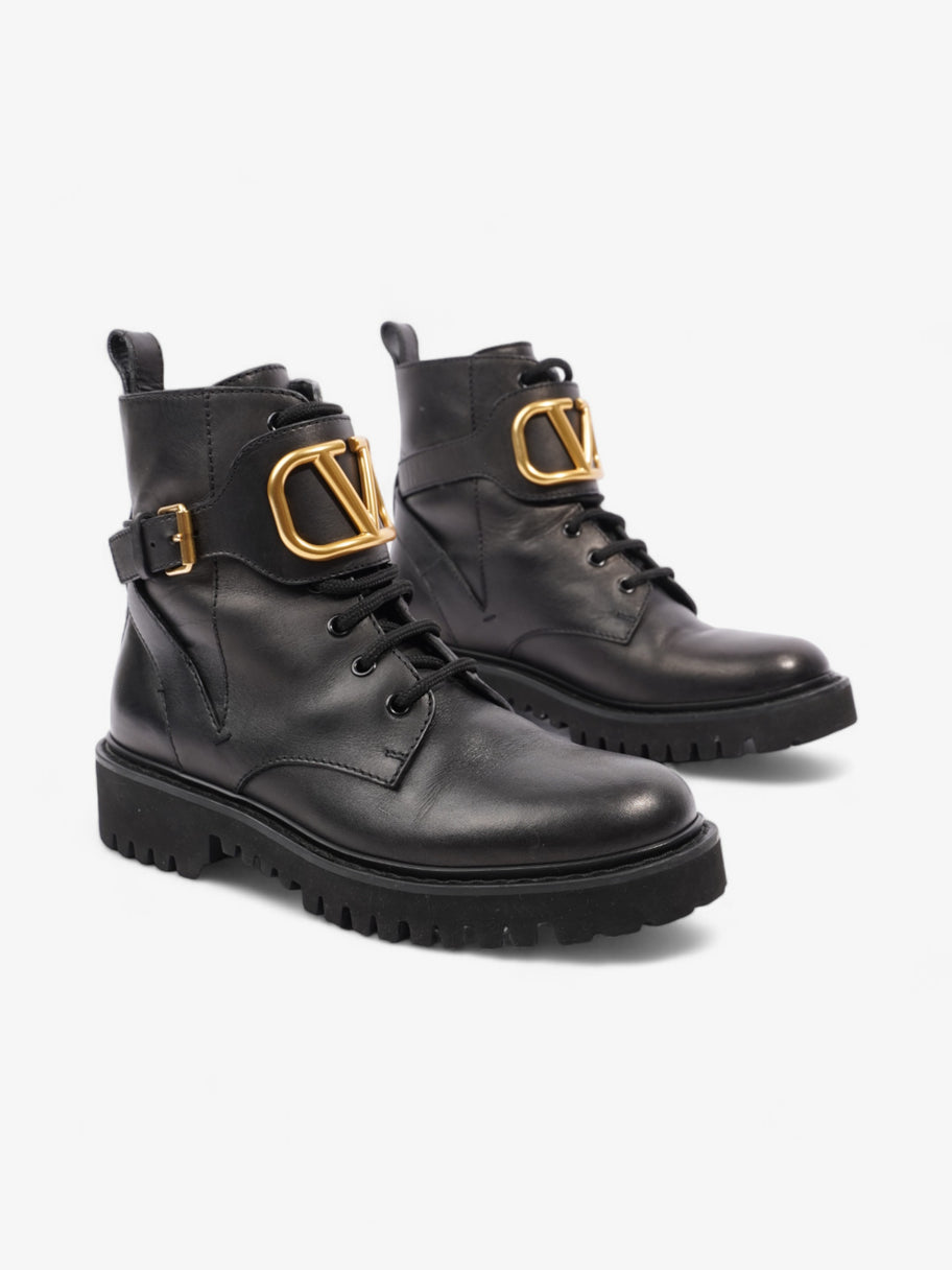 Valentino Vlogo Signature Boots Black / Gold Leather EU 38 UK 5 Image 2