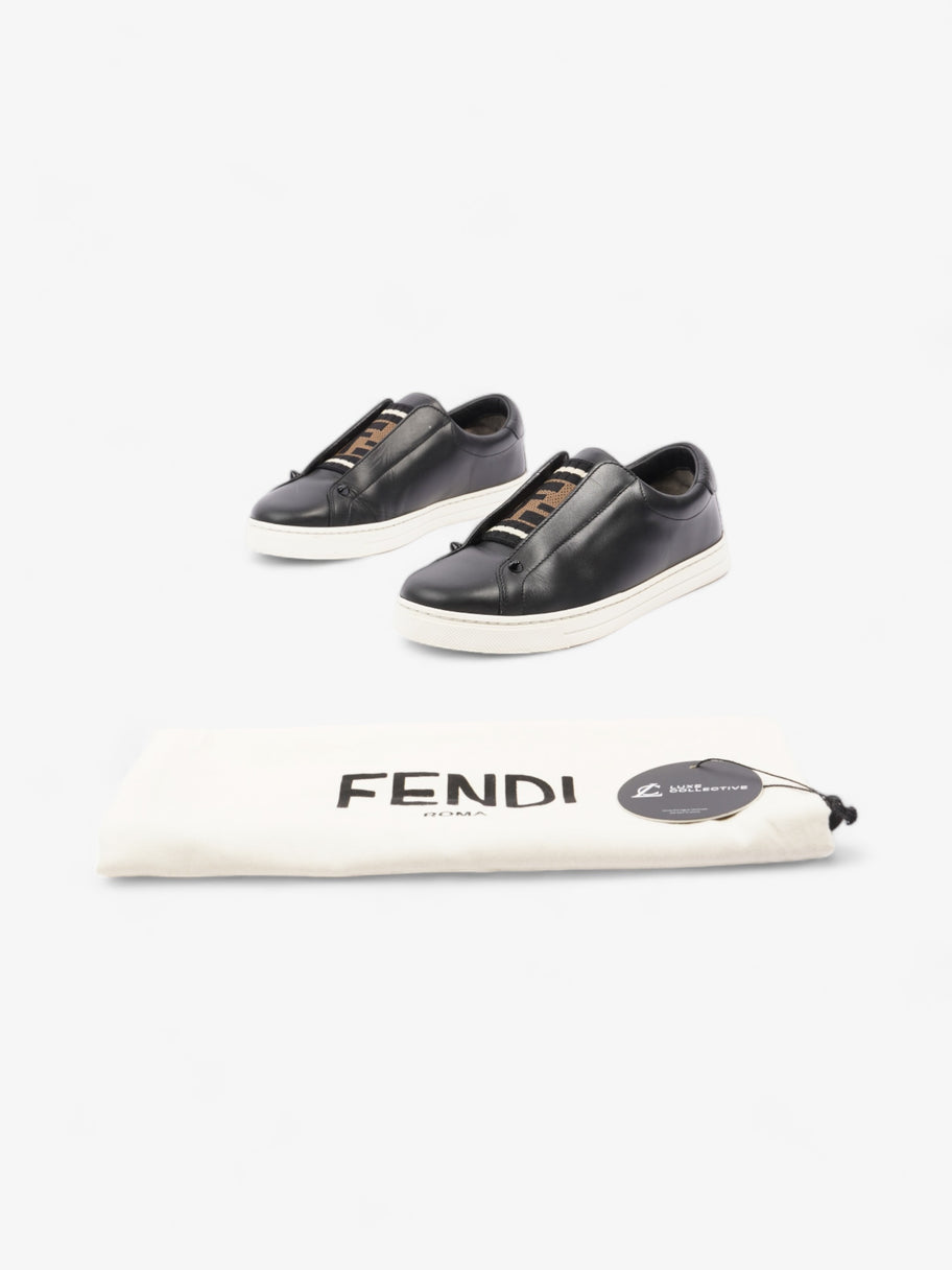 Fendi Rockoclick Knitted Logo Sneakers Black / Brown / White Leather EU 36 UK 3 Image 10