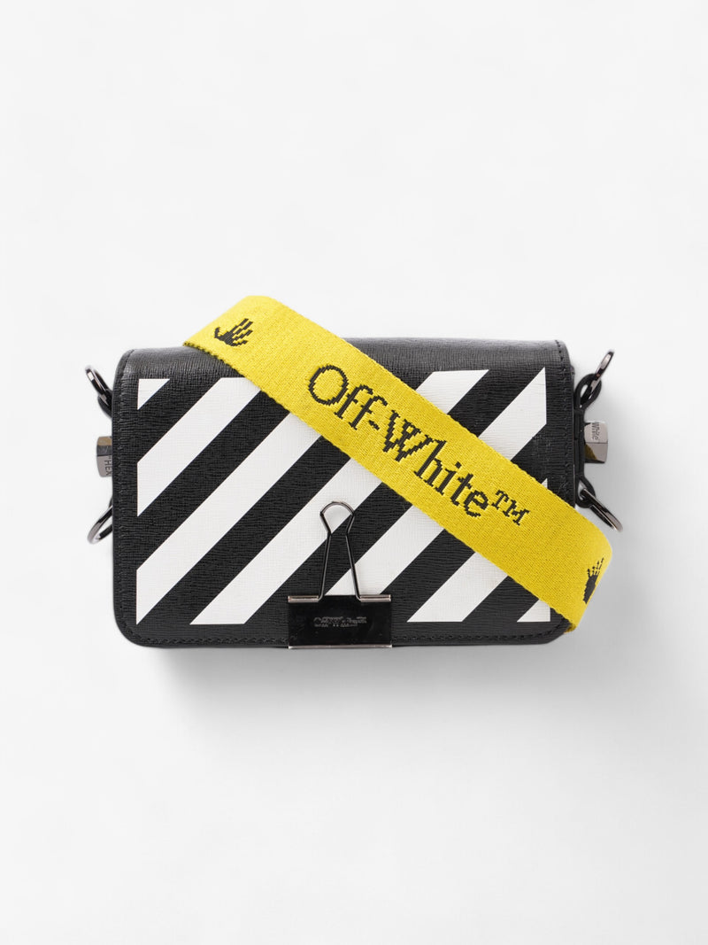  Off White Diag Clip Bag Black / White / Yellow Leather