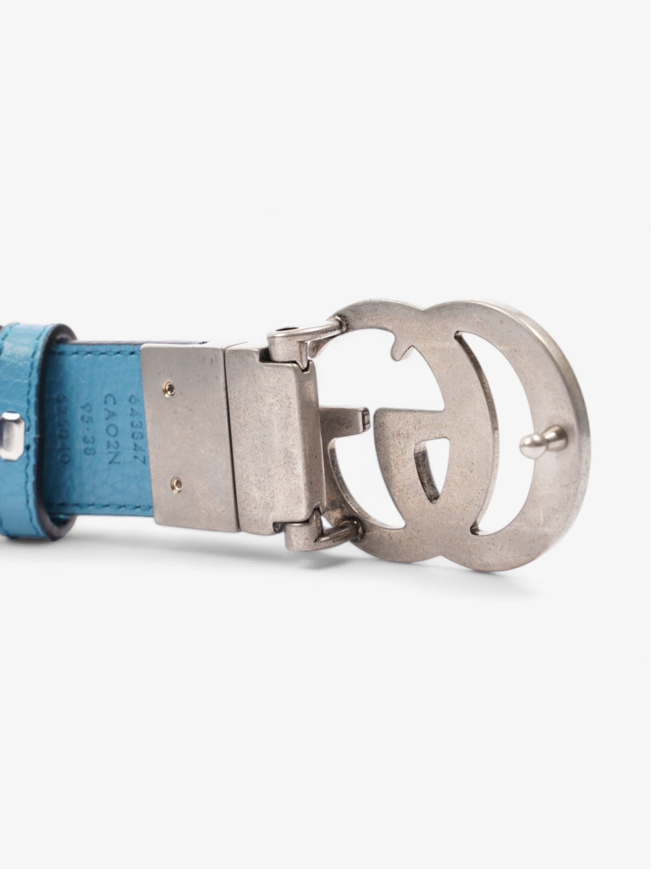 GG Marmont Thin Reversible Belt Navy / Aqua Blue Leather 95cm 38