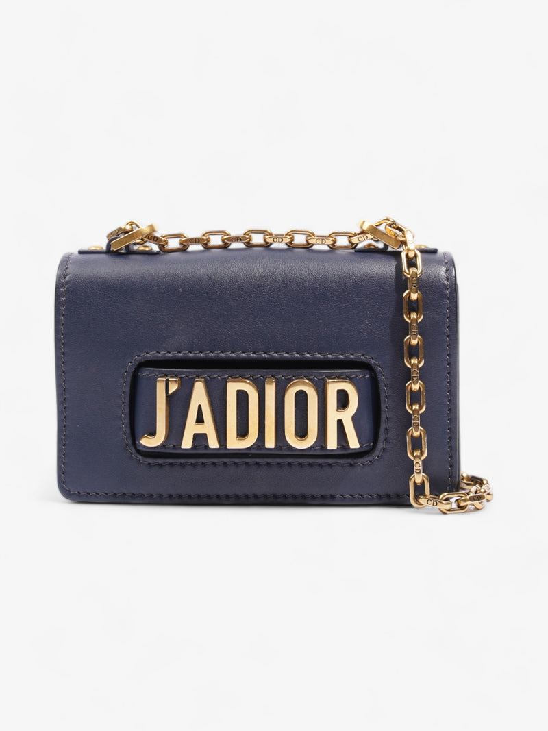  Christian Dior J'Adior Flap Chain Bag Navy Blue Calfskin Leather Mini