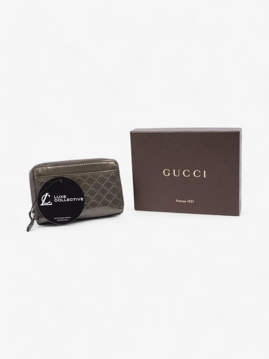 Gucci Microguccissima Compact Wallet Grey Patent Leather Image 6