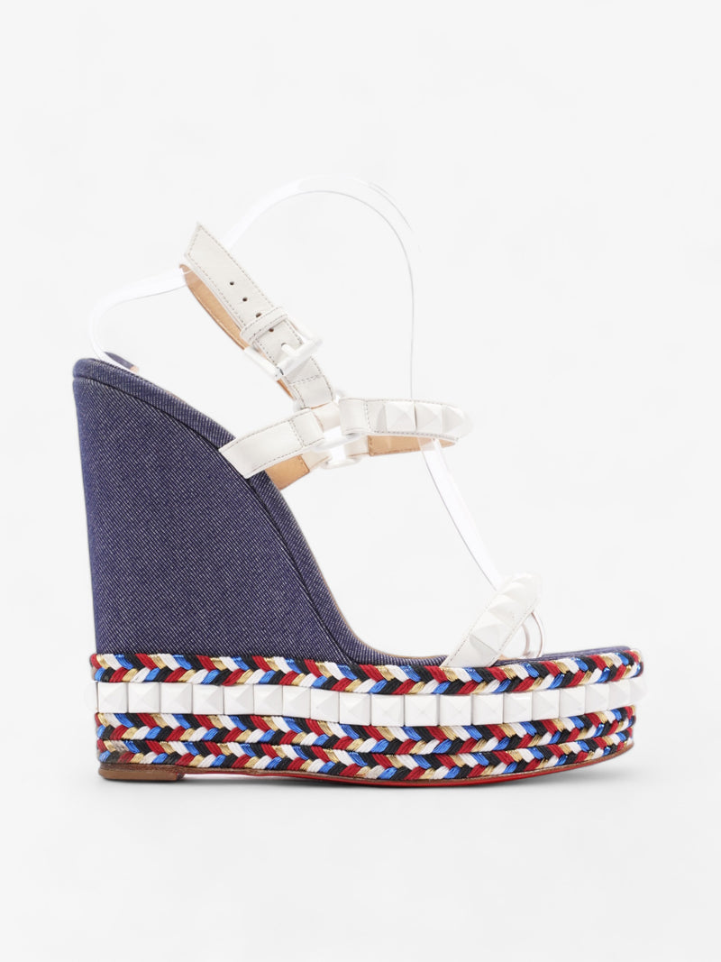  Christian Louboutin Cataclou 140mm White / Blue / Red Denim EU 40 UK 7