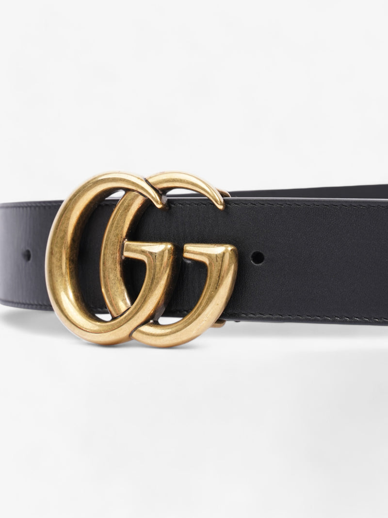  Gucci GG Marmont 2015 Re-Edition Wide Belt Black / Gold Leather 80cm / 32