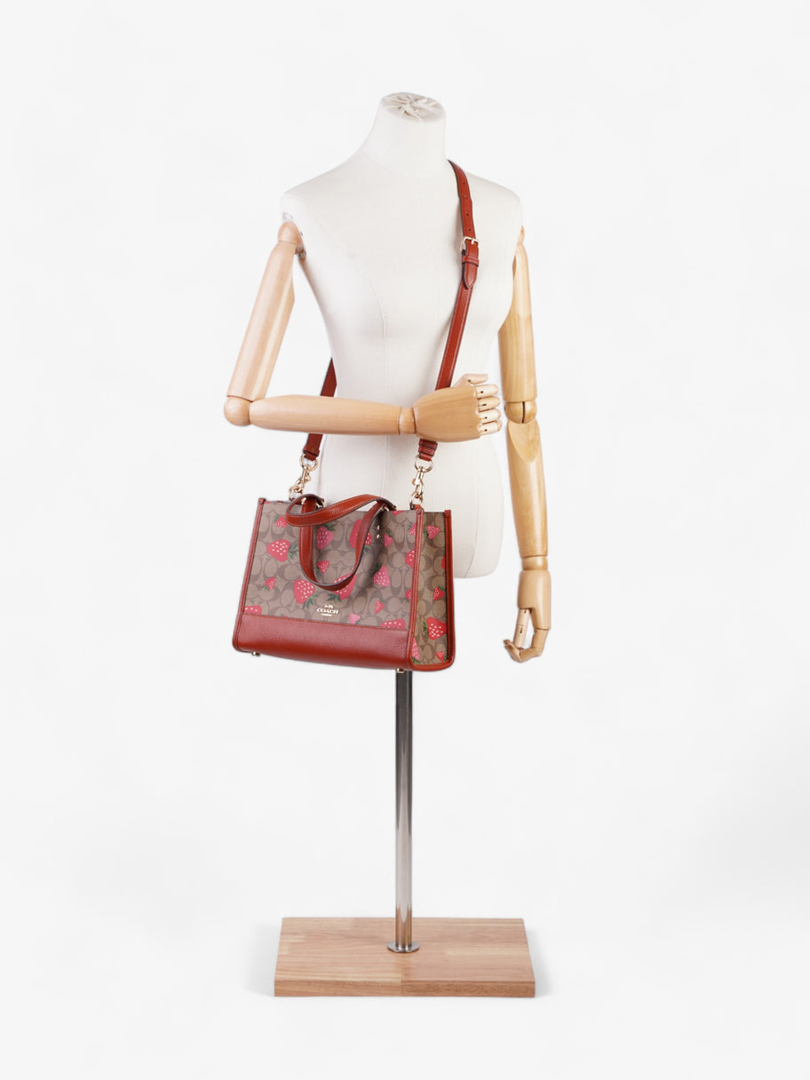 Coach Dempsey Carryall Bag with Wild Strawberry Print Red / Signature Monogram Coated Canvas Image 2