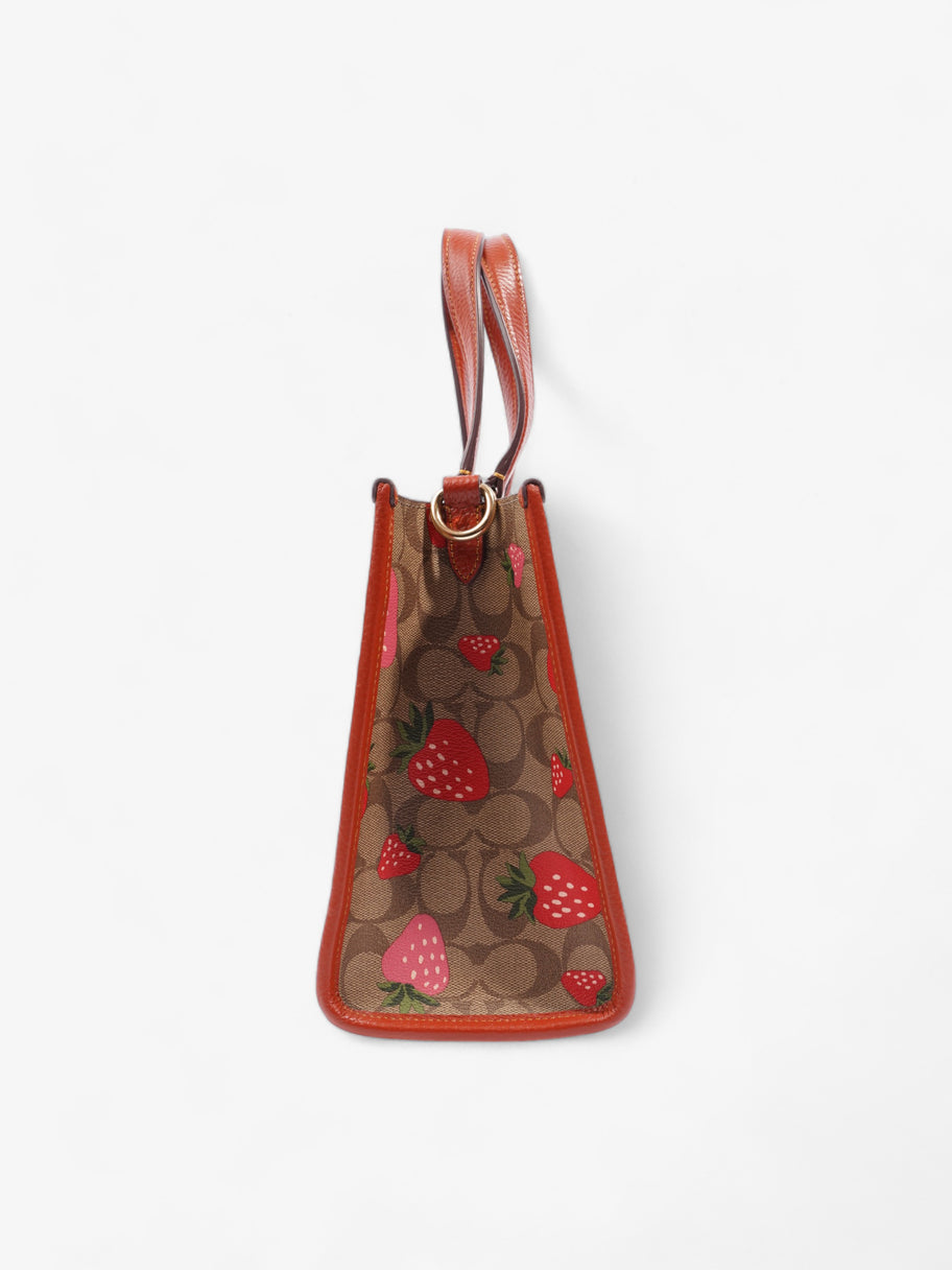 Coach Dempsey Carryall Bag with Wild Strawberry Print Red / Signature Monogram Coated Canvas Image 3