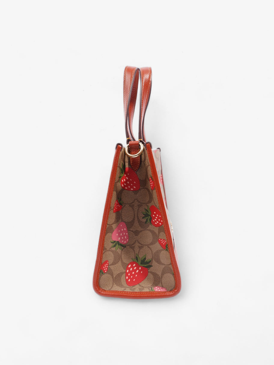 Coach Dempsey Carryall Bag with Wild Strawberry Print Red / Signature Monogram Coated Canvas Image 5