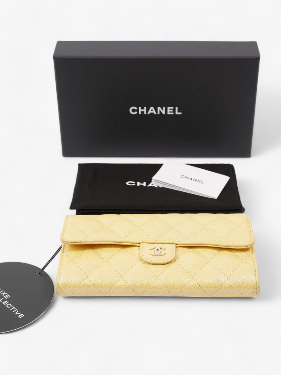 Chanel Classic Flap Bifold Wallet Yellow Caviar Leather Image 11