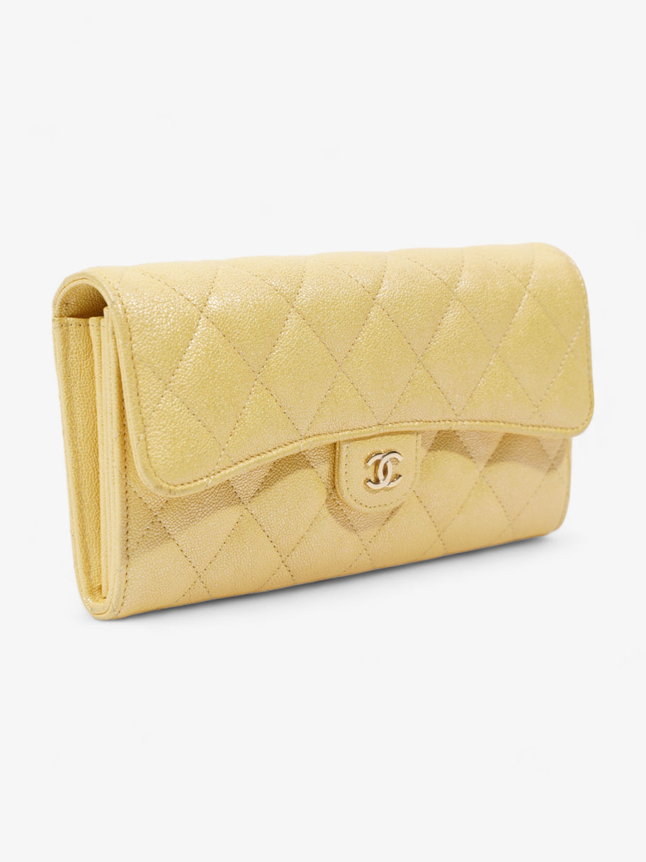 Chanel Classic Flap Bifold Wallet Yellow Caviar Leather Image 14