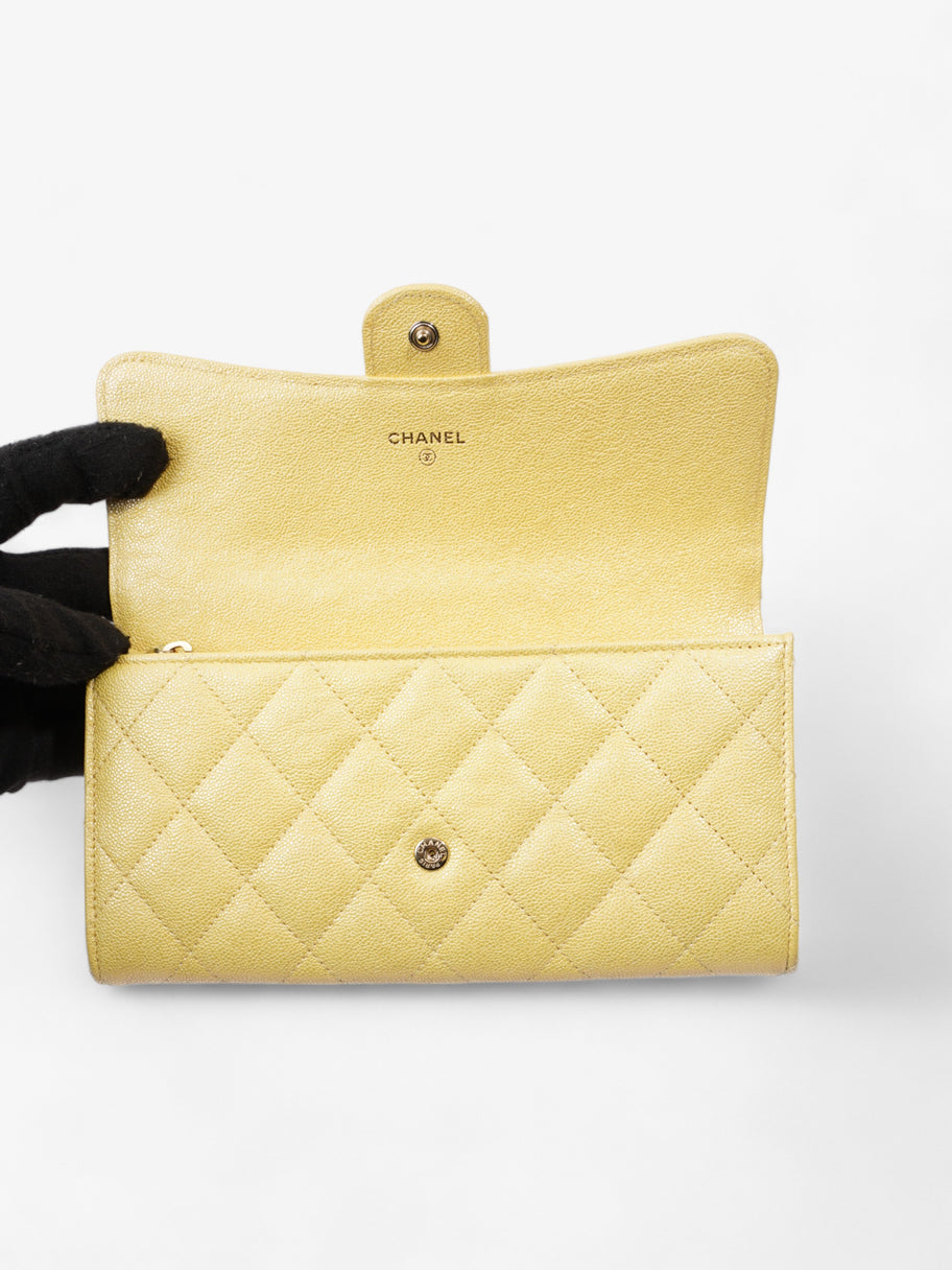 Chanel Classic Flap Bifold Wallet Yellow Caviar Leather Image 8