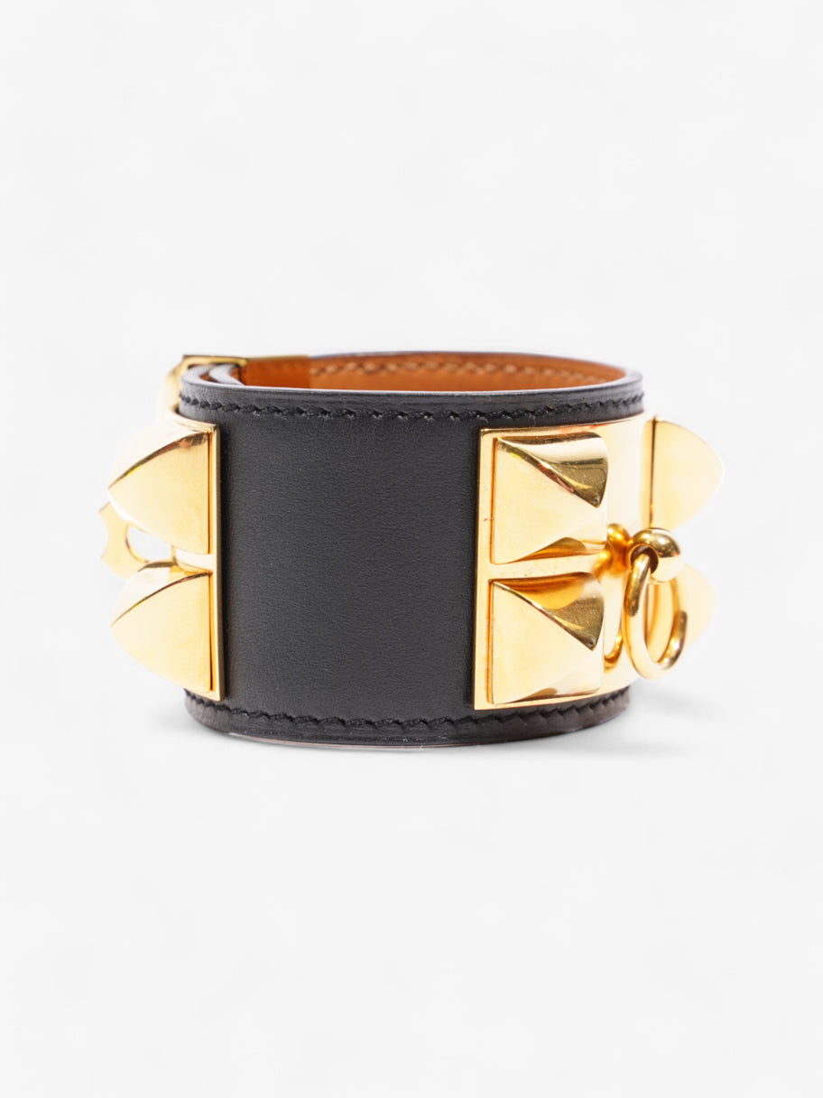 Hermes Collier De Chien Bracelet Black / Gold Calfskin Leather T3 (Medium) Image 12