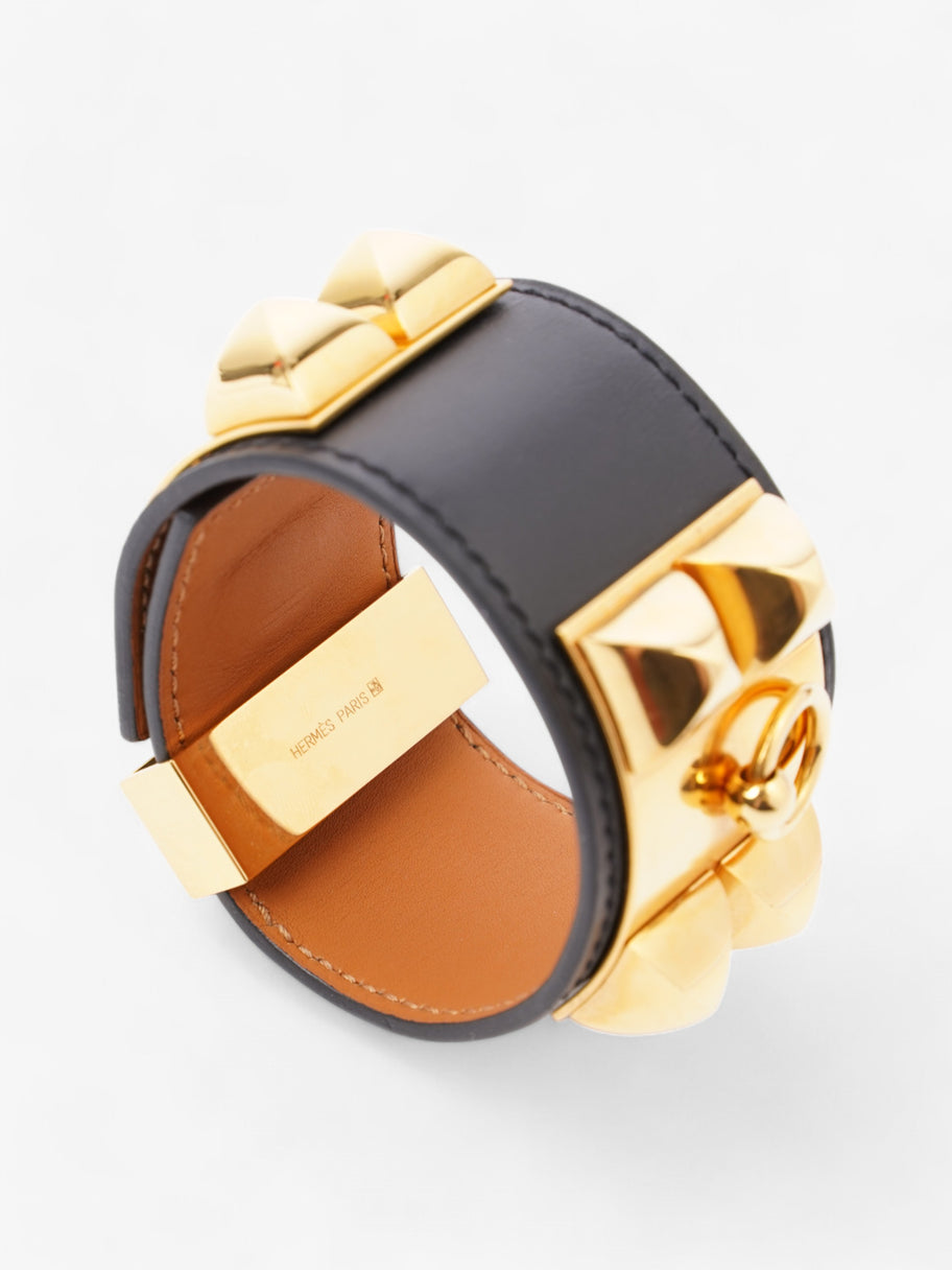 Hermes Collier De Chien Bracelet Black / Gold Calfskin Leather T3 (Medium) Image 15