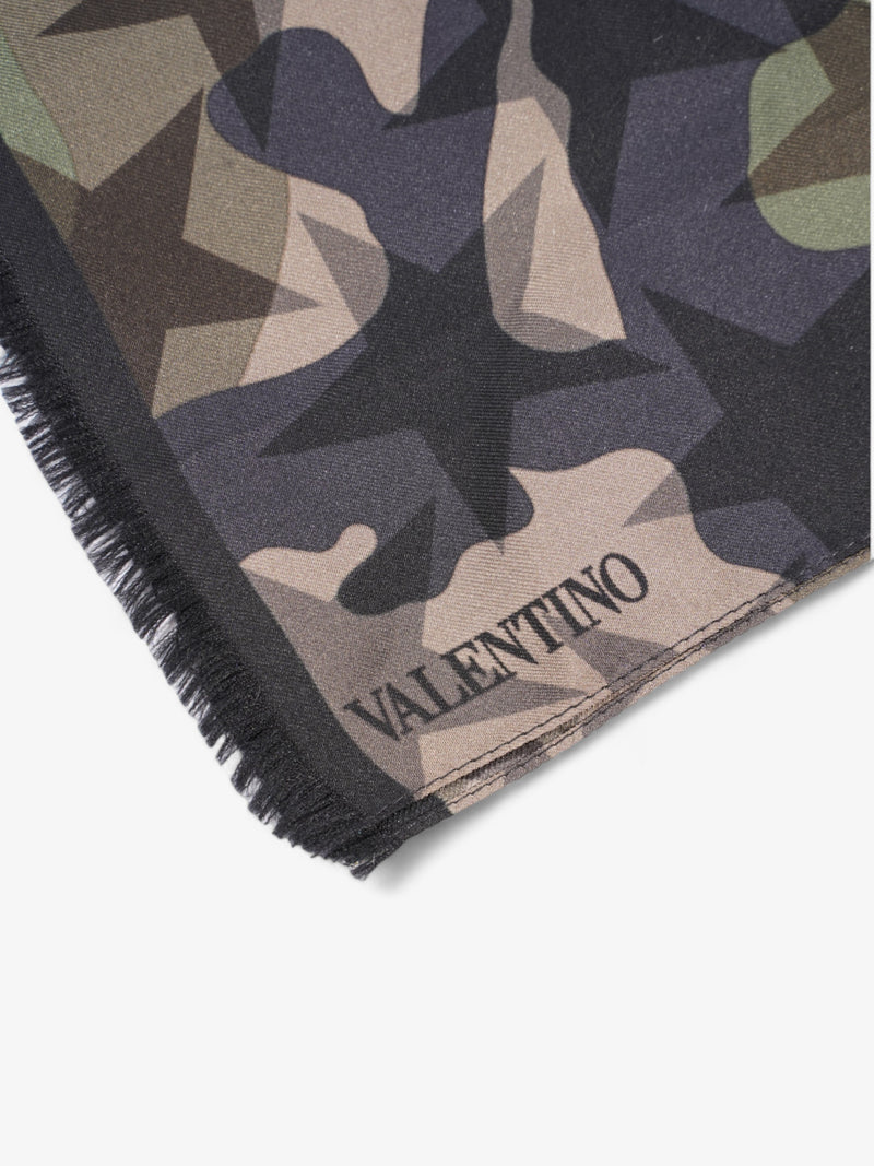  Valentino Star Scarf Khaki Silk