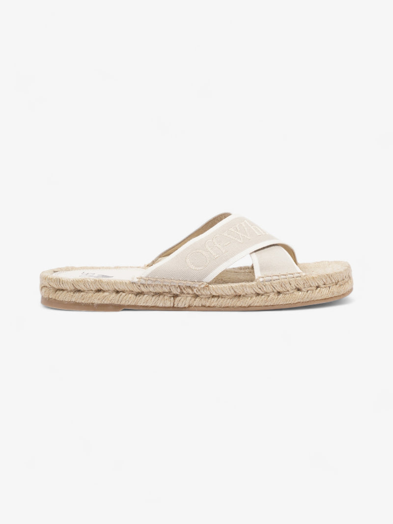  Off White Criss Cross Espadrilles Slide White / Beige Cotton EU 39 UK 6