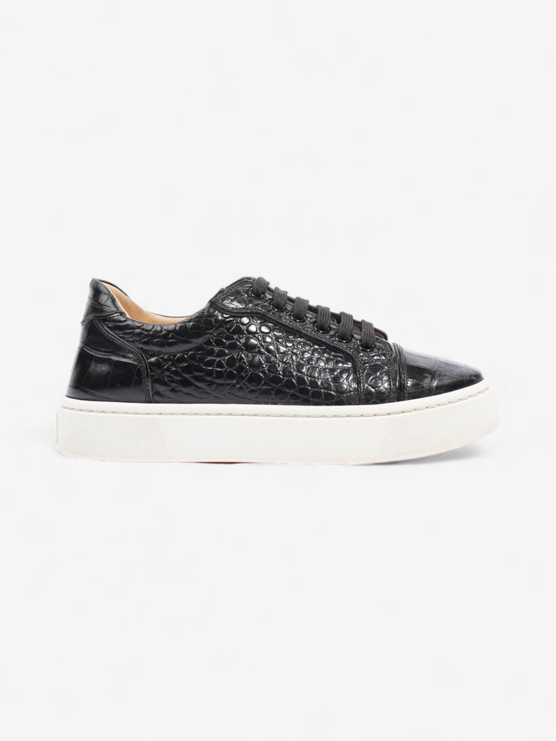  Christian Louboutin Vieira Croc-effect Sneakers Black Crocodile Leather EU 38.5 UK 5.5