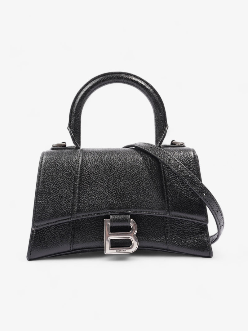  Balenciaga XS Hourglass Black Calfskin Leather