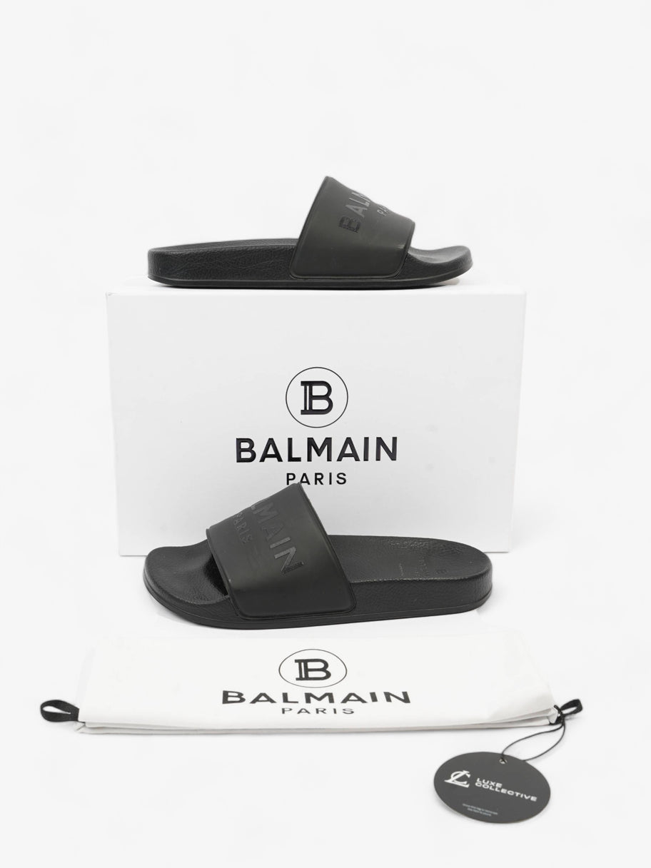 Balmain Logo Slider Black Rubber EU 38 UK 5 Image 9