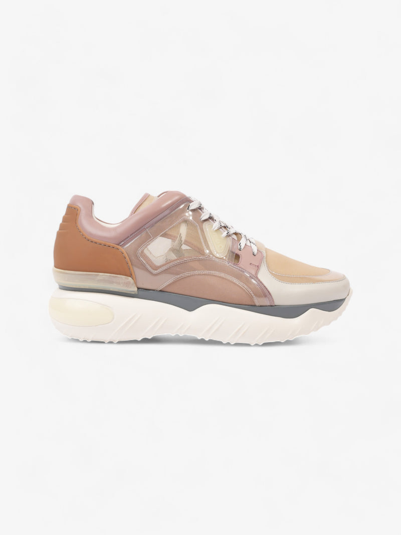  Fendi Low Top Sneaker Beige / Pink / Brown Leather EU 44 UK 10