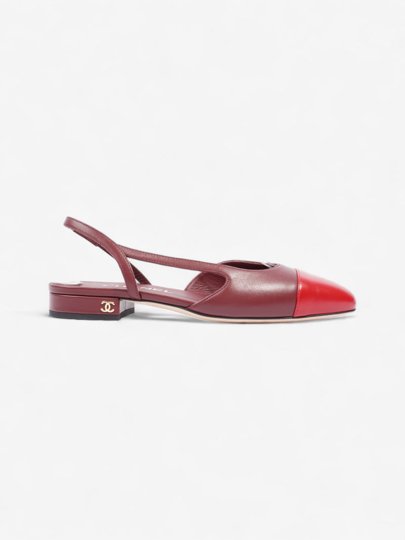  Chanel Sling Back Sandal Burgundy / Red Leather EU 35.5 UK 3.5