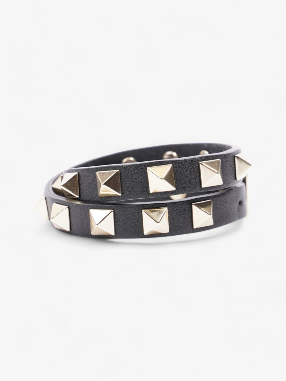 Valentino Rockstud Bracelet Black / Gold Leather Image 1