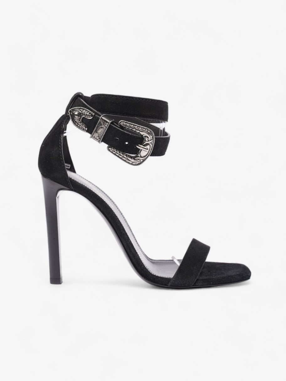 Saint Laurent Strap Ankle Heel 100 Black Suede EU 39 UK 6 Image 1