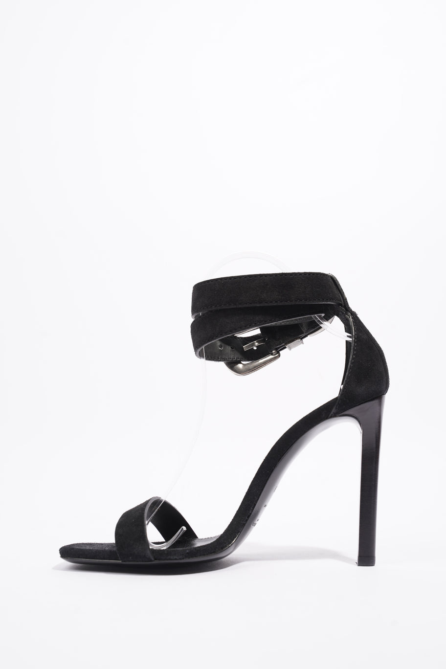 Saint Laurent Strap Ankle Heel 100 Black Suede EU 39 UK 6 Image 3