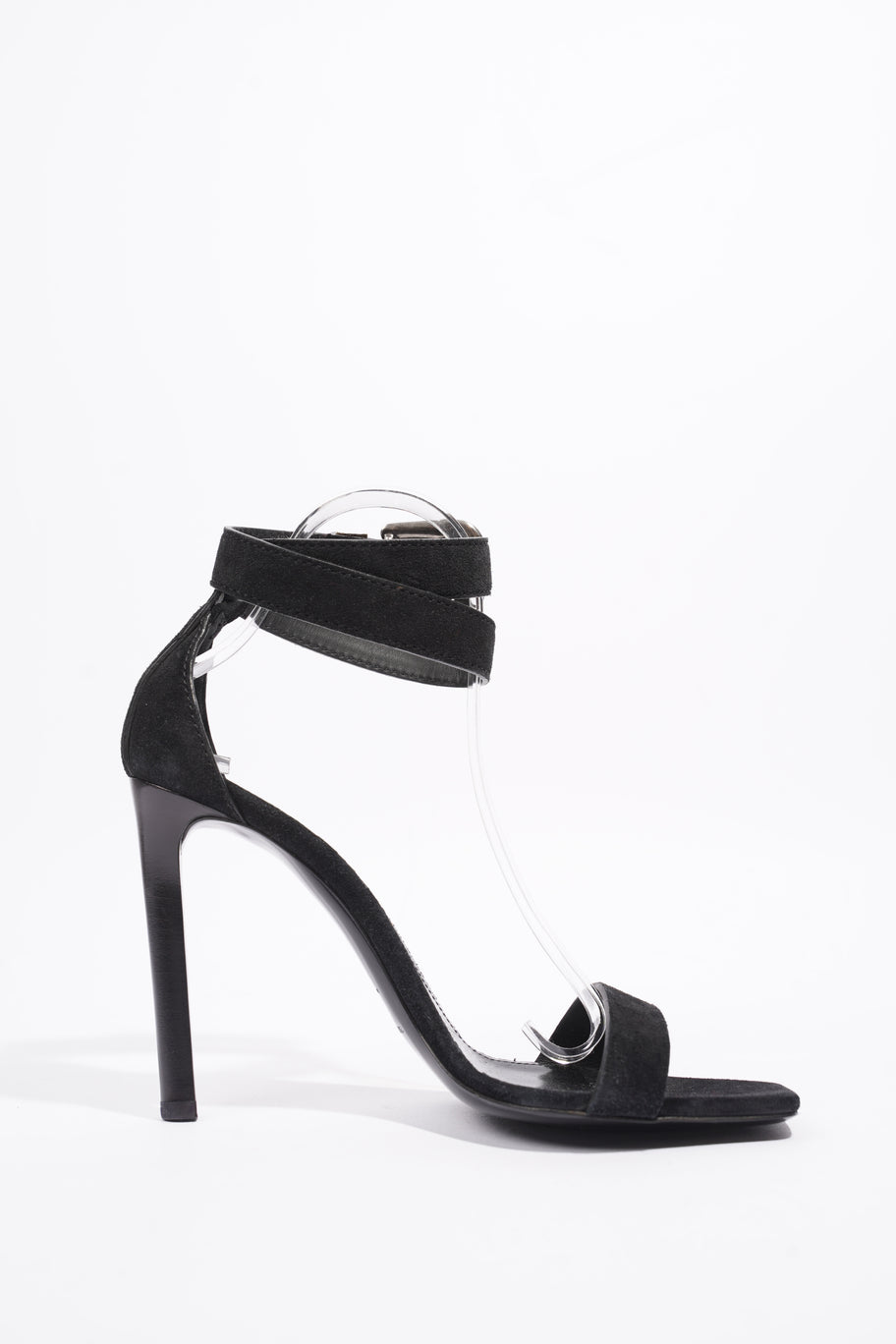 Saint Laurent Strap Ankle Heel 100 Black Suede EU 39 UK 6 Image 7