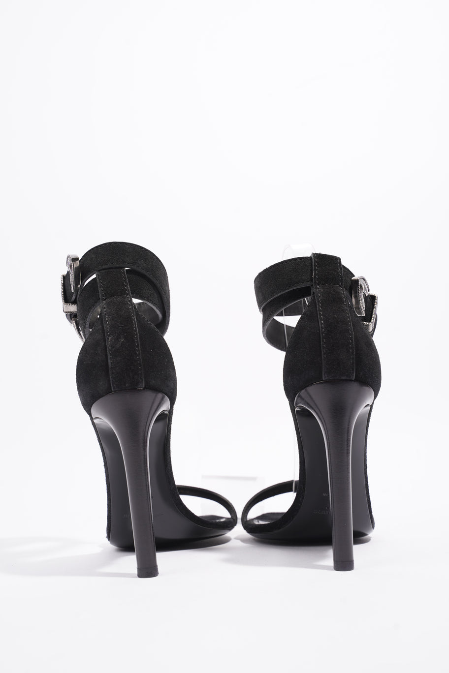 Saint Laurent Strap Ankle Heel 100 Black Suede EU 39 UK 6 Image 5