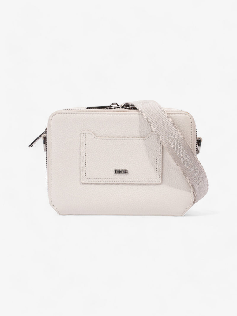  Christian Dior Double Zipped Messenger  Cream Leather