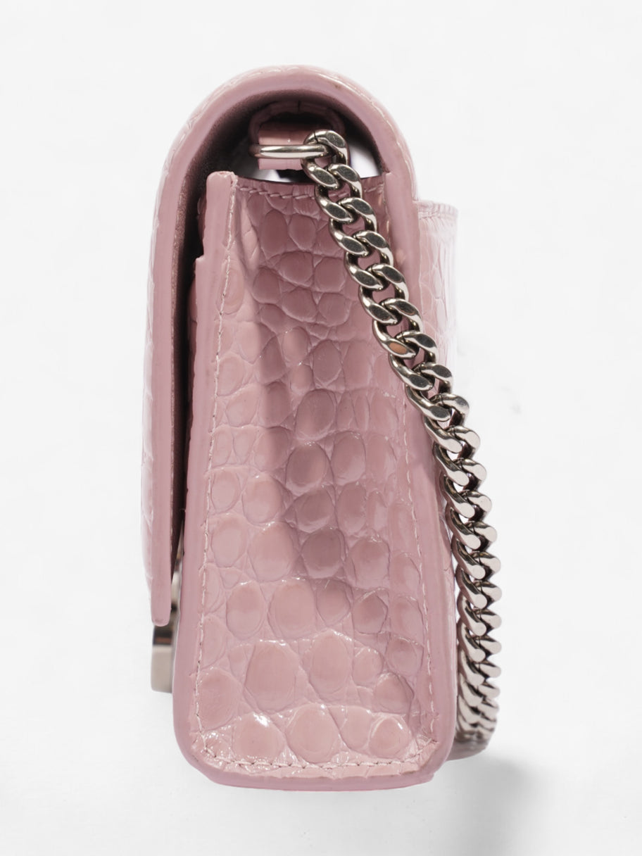 Balenciaga Hourglass Wallet On Chain Pink Embossed Leather Image 3