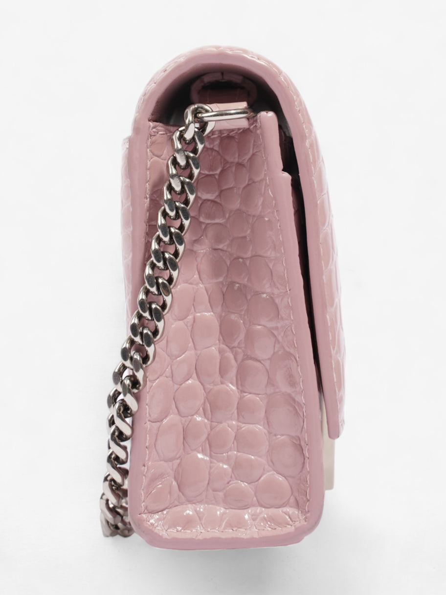 Balenciaga Hourglass Wallet On Chain Pink Embossed Leather Image 5