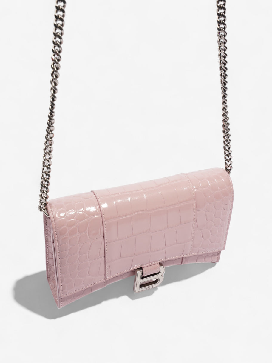 Balenciaga Hourglass Wallet On Chain Pink Embossed Leather Image 7