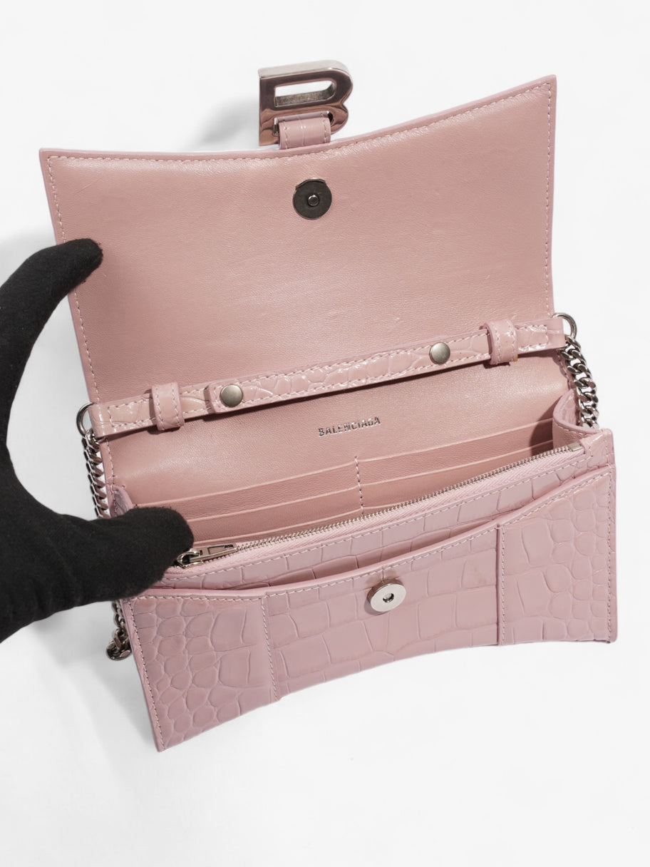 Balenciaga Hourglass Wallet On Chain Pink Embossed Leather Image 8