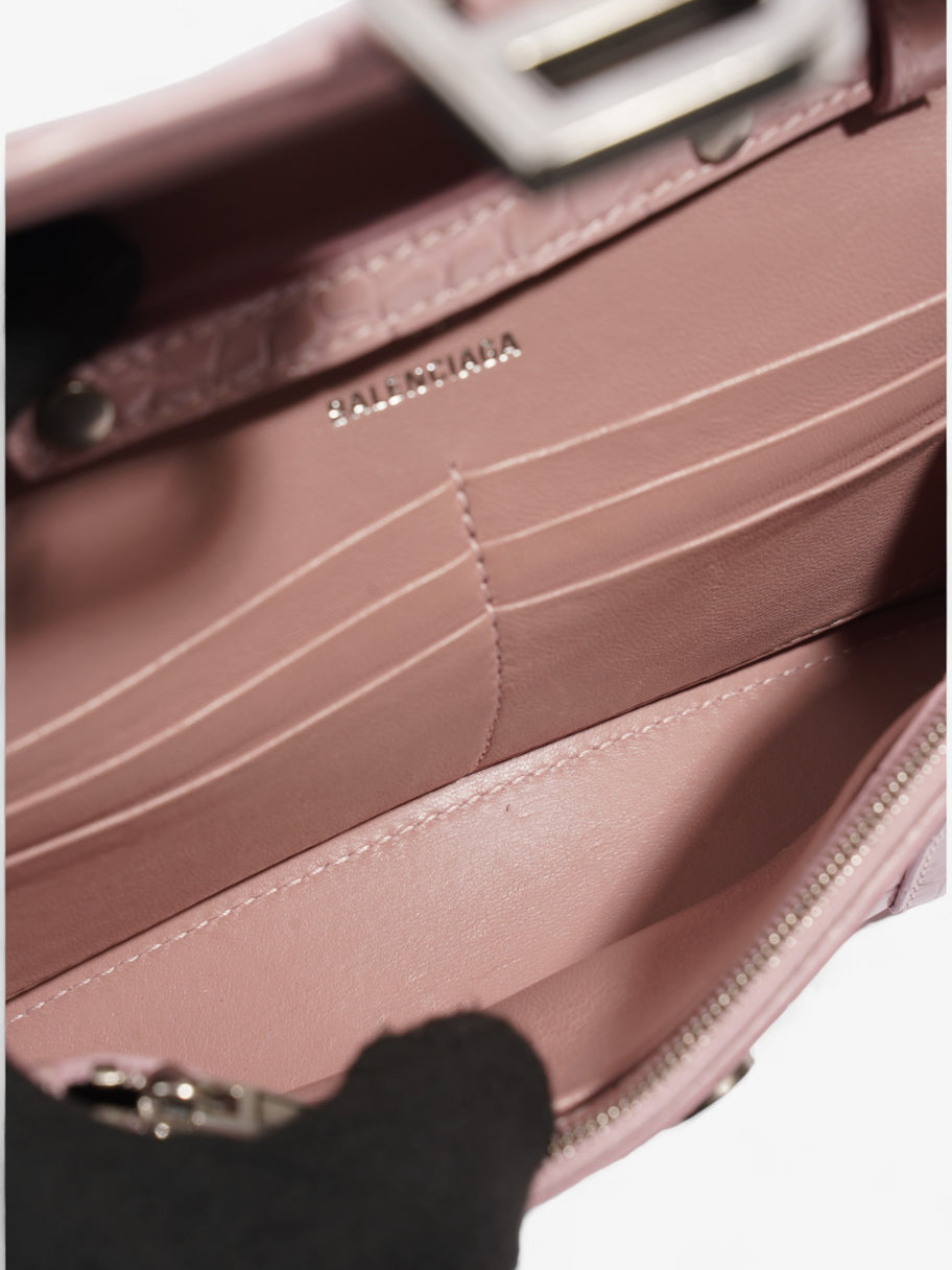 Balenciaga Hourglass Wallet On Chain Pink Embossed Leather Image 9