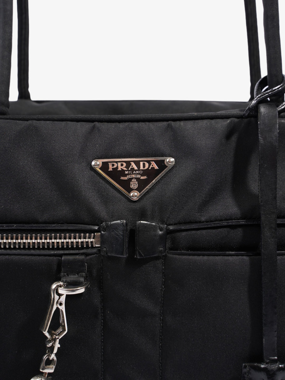 Prada Triangle Logo Boston Front Pocket Black Nylon Image 8