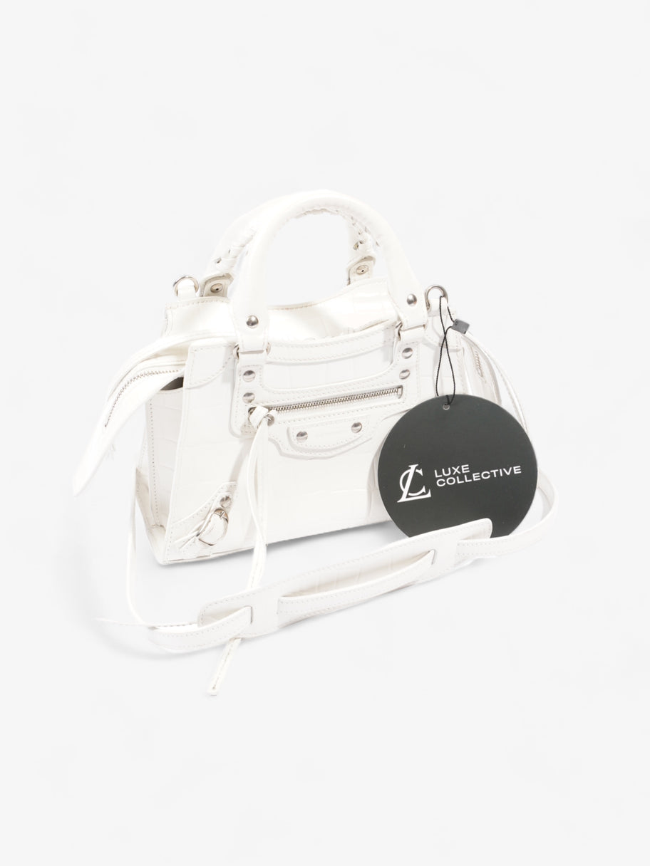 Balenciaga Neo Classic Mini White Embossed Leather Image 9